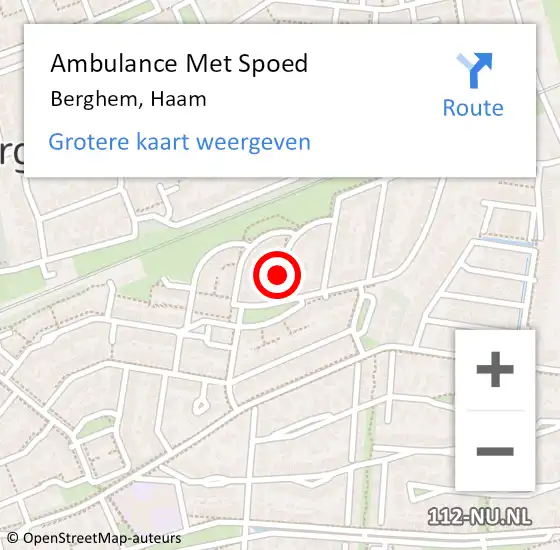 Locatie op kaart van de 112 melding: Ambulance Met Spoed Naar Berghem, Haam op 31 oktober 2015 18:42