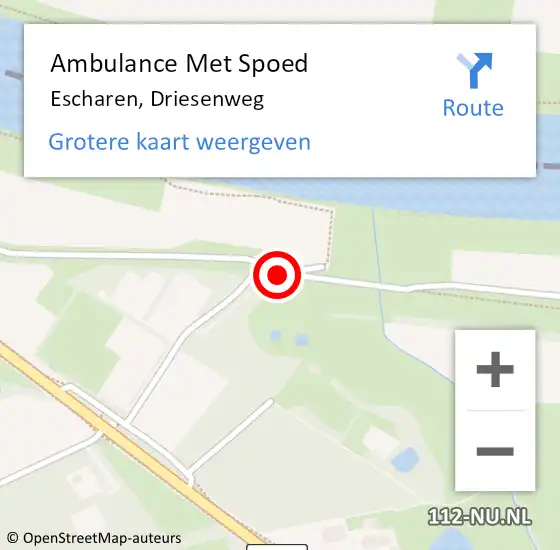 Locatie op kaart van de 112 melding: Ambulance Met Spoed Naar Escharen, Driesenweg op 31 oktober 2015 20:02