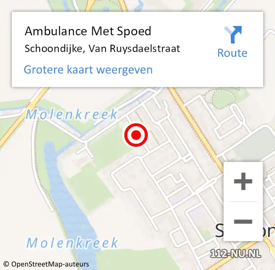 Locatie op kaart van de 112 melding: Ambulance Met Spoed Naar Schoondijke, Van Ruysdaelstraat op 31 oktober 2015 20:03