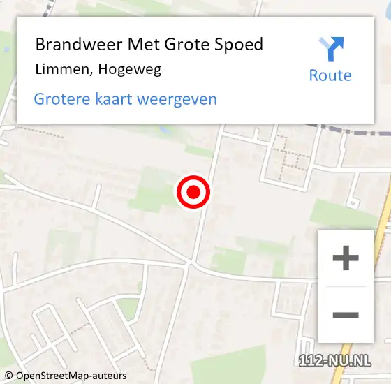 Locatie op kaart van de 112 melding: Brandweer Met Grote Spoed Naar Limmen, Hogeweg op 31 oktober 2015 20:08