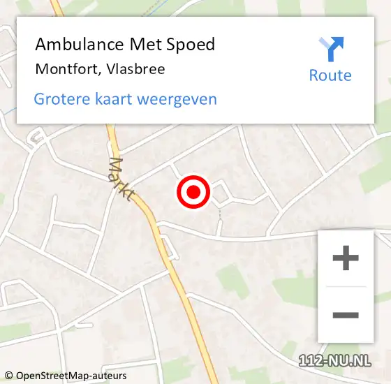 Locatie op kaart van de 112 melding: Ambulance Met Spoed Naar Montfort, Vlasbree op 31 oktober 2015 23:10