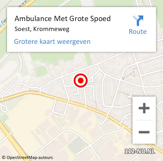 Locatie op kaart van de 112 melding: Ambulance Met Grote Spoed Naar Soest, Krommeweg op 1 november 2015 00:50