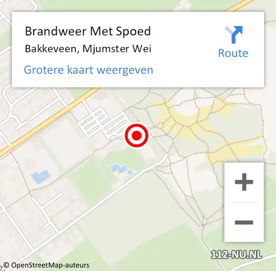 Locatie op kaart van de 112 melding: Brandweer Met Spoed Naar Bakkeveen, Mjumster Wei op 1 november 2015 01:33