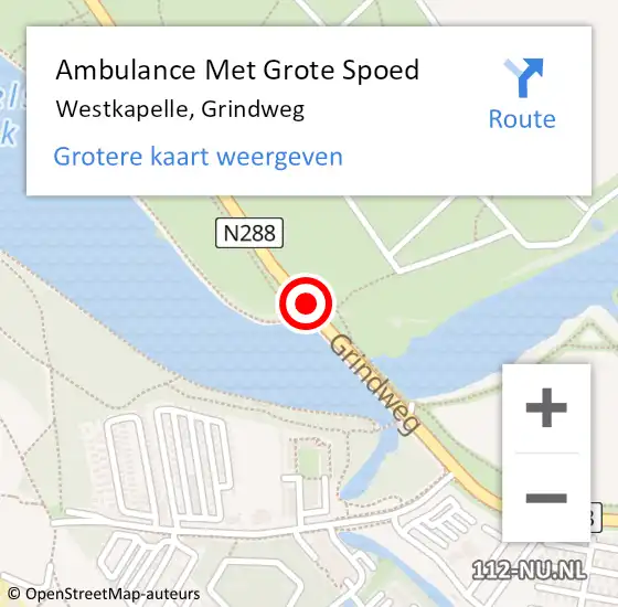 Locatie op kaart van de 112 melding: Ambulance Met Grote Spoed Naar Westkapelle, Grindweg op 1 november 2015 01:53