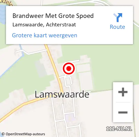 Locatie op kaart van de 112 melding: Brandweer Met Grote Spoed Naar Lamswaarde, Achterstraat op 1 november 2015 02:04