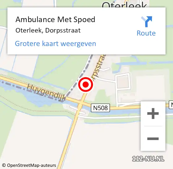 Locatie op kaart van de 112 melding: Ambulance Met Spoed Naar Oterleek, Dorpsstraat op 1 november 2015 03:13