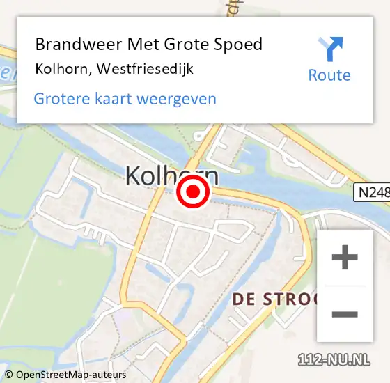 Locatie op kaart van de 112 melding: Brandweer Met Grote Spoed Naar Kolhorn, Westfriesedijk op 13 september 2013 21:13