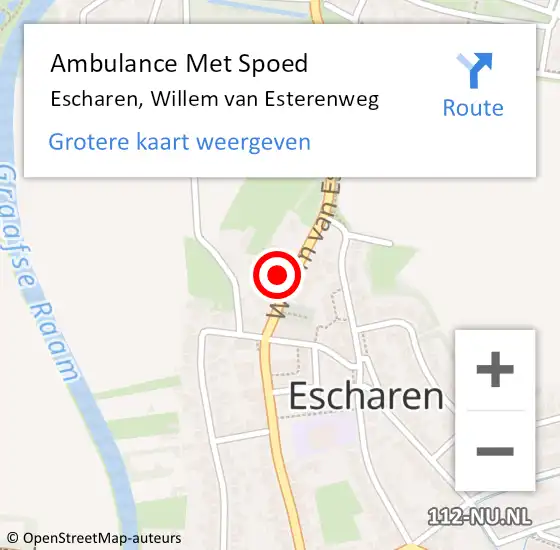 Locatie op kaart van de 112 melding: Ambulance Met Spoed Naar Escharen, Willem van Esterenweg op 1 november 2015 04:50