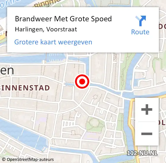 Locatie op kaart van de 112 melding: Brandweer Met Grote Spoed Naar Harlingen, Voorstraat op 1 november 2015 07:00