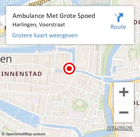 Locatie op kaart van de 112 melding: Ambulance Met Grote Spoed Naar Harlingen, Voorstraat op 1 november 2015 07:14