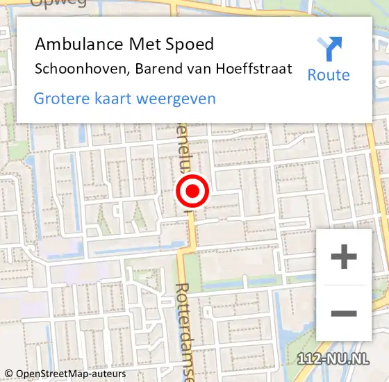 Locatie op kaart van de 112 melding: Ambulance Met Spoed Naar Schoonhoven, Barend van Hoeffstraat op 1 november 2015 07:58