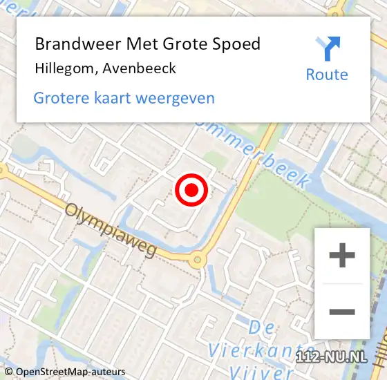 Locatie op kaart van de 112 melding: Brandweer Met Grote Spoed Naar Hillegom, Avenbeeck op 13 september 2013 21:14