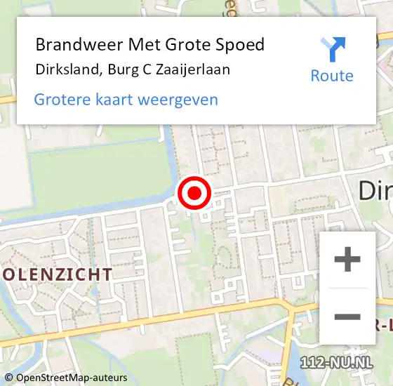 Locatie op kaart van de 112 melding: Brandweer Met Grote Spoed Naar Dirksland, Burg C Zaaijerlaan op 1 november 2015 08:59