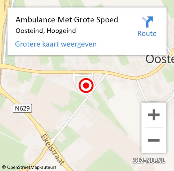 Locatie op kaart van de 112 melding: Ambulance Met Grote Spoed Naar Oosteind, Hoogeind op 1 november 2015 09:59