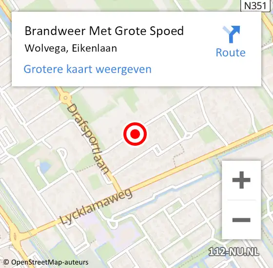 Locatie op kaart van de 112 melding: Brandweer Met Grote Spoed Naar Wolvega, Eikenlaan op 1 november 2015 10:27