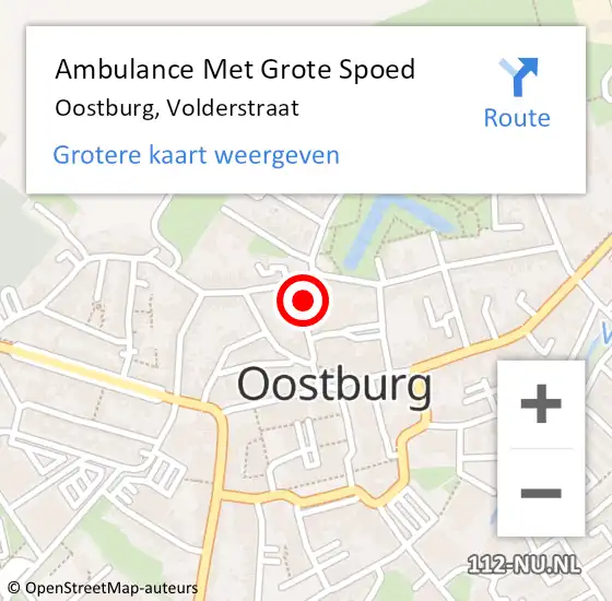 Locatie op kaart van de 112 melding: Ambulance Met Grote Spoed Naar Oostburg, Volderstraat op 1 november 2015 10:37