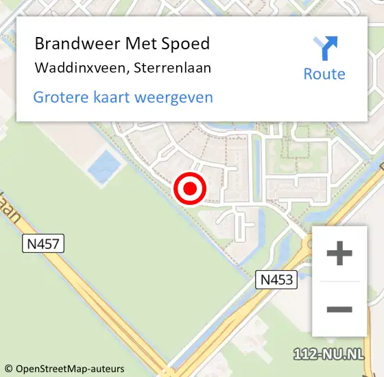 Locatie op kaart van de 112 melding: Brandweer Met Spoed Naar Waddinxveen, Sterrenlaan op 1 november 2015 11:09