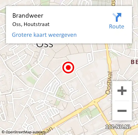 Locatie op kaart van de 112 melding: Brandweer Oss, Houtstraat op 1 november 2015 11:18