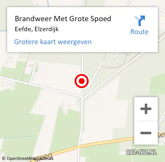 Locatie op kaart van de 112 melding: Brandweer Met Grote Spoed Naar Eefde, Elzerdijk op 1 november 2015 11:28