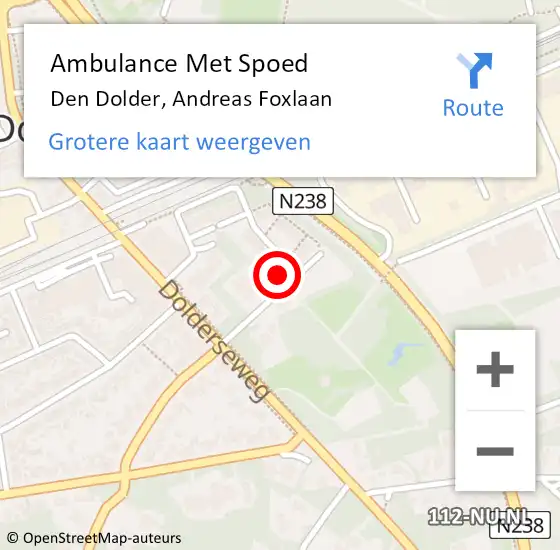 Locatie op kaart van de 112 melding: Ambulance Met Spoed Naar Den Dolder, Andreas Foxlaan op 1 november 2015 11:33