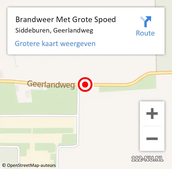 Locatie op kaart van de 112 melding: Brandweer Met Grote Spoed Naar Siddeburen, Geerlandweg op 25 november 2013 15:34