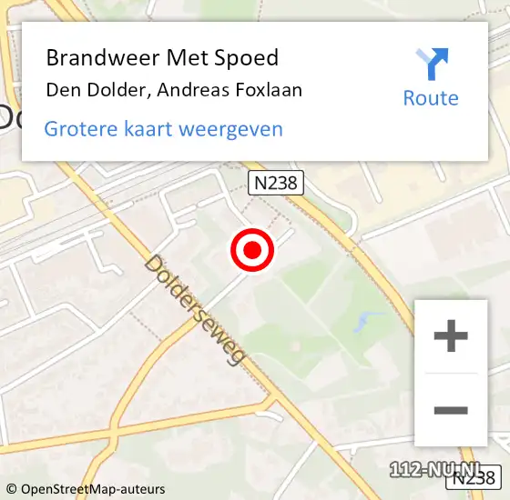 Locatie op kaart van de 112 melding: Brandweer Met Spoed Naar Den Dolder, Andreas Foxlaan op 1 november 2015 11:53