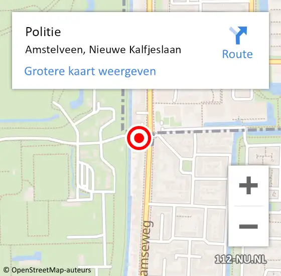 Locatie op kaart van de 112 melding: Politie Amstelveen, Nieuwe Kalfjeslaan op 1 november 2015 11:54