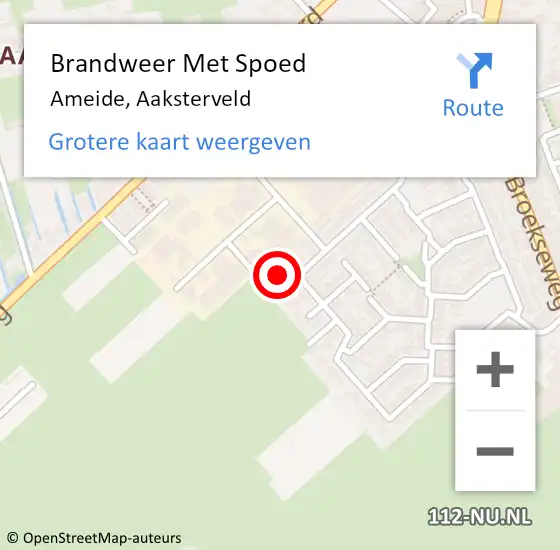 Locatie op kaart van de 112 melding: Brandweer Met Spoed Naar Ameide, Aaksterveld op 1 november 2015 12:10