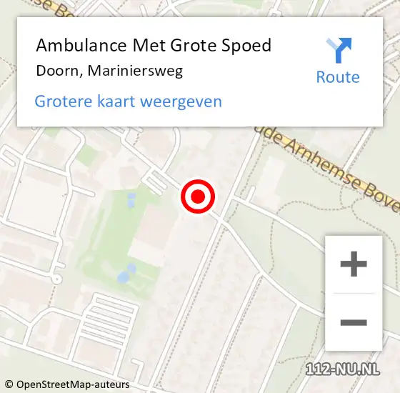 Locatie op kaart van de 112 melding: Ambulance Met Grote Spoed Naar Doorn, Mariniersweg op 1 november 2015 12:21