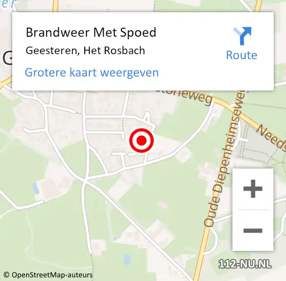 Locatie op kaart van de 112 melding: Brandweer Met Spoed Naar Geesteren, Het Rosbach op 1 november 2015 12:23