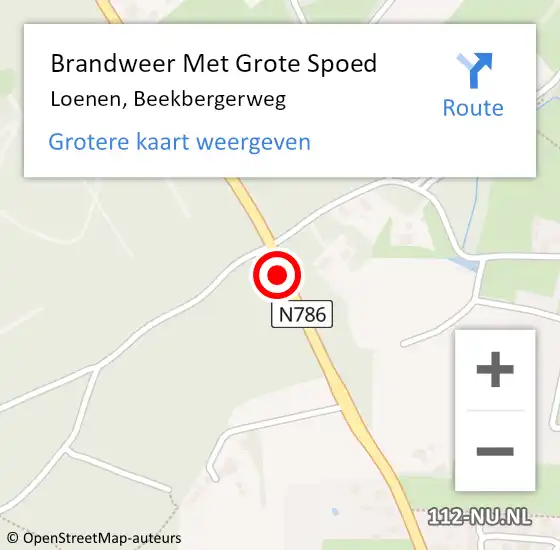 Locatie op kaart van de 112 melding: Brandweer Met Grote Spoed Naar Loenen, Beekbergerweg op 1 november 2015 12:25