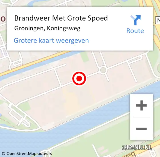 Locatie op kaart van de 112 melding: Brandweer Met Grote Spoed Naar Groningen, Koningsweg op 1 november 2015 13:30