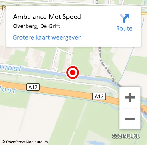 Locatie op kaart van de 112 melding: Ambulance Met Spoed Naar Overberg, De Grift op 1 november 2015 14:05