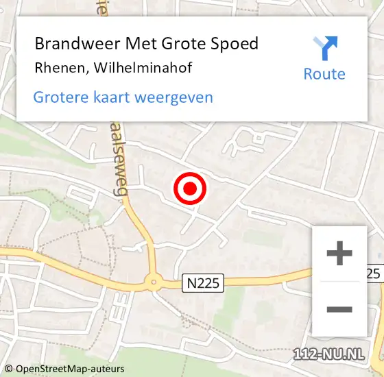 Locatie op kaart van de 112 melding: Brandweer Met Grote Spoed Naar Rhenen, Wilhelminahof op 1 november 2015 14:24