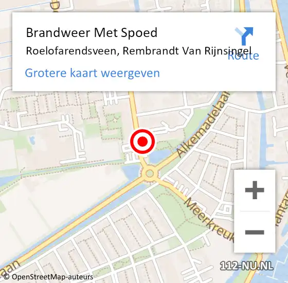 Locatie op kaart van de 112 melding: Brandweer Met Spoed Naar Roelofarendsveen, Rembrandt Van Rijnsingel op 1 november 2015 14:27