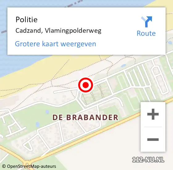 Locatie op kaart van de 112 melding: Politie Cadzand, Vlamingpolderweg op 1 november 2015 14:45