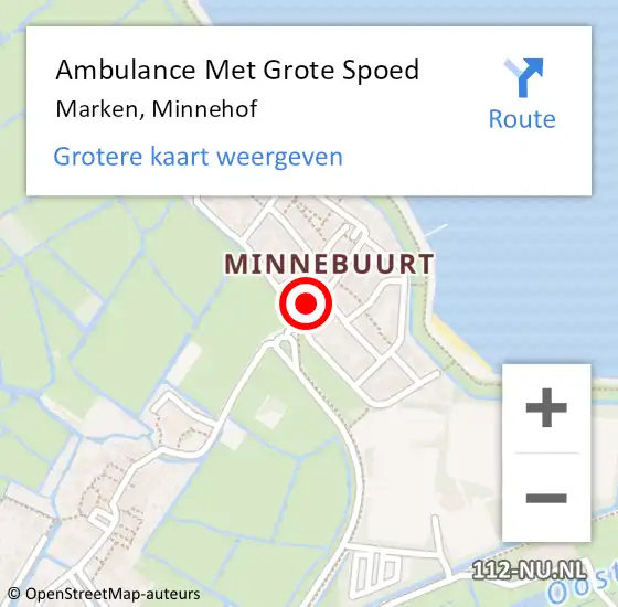 Locatie op kaart van de 112 melding: Ambulance Met Grote Spoed Naar Marken, Minnehof op 1 november 2015 15:10