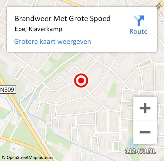 Locatie op kaart van de 112 melding: Brandweer Met Grote Spoed Naar Epe, Klaverkamp op 1 november 2015 15:48