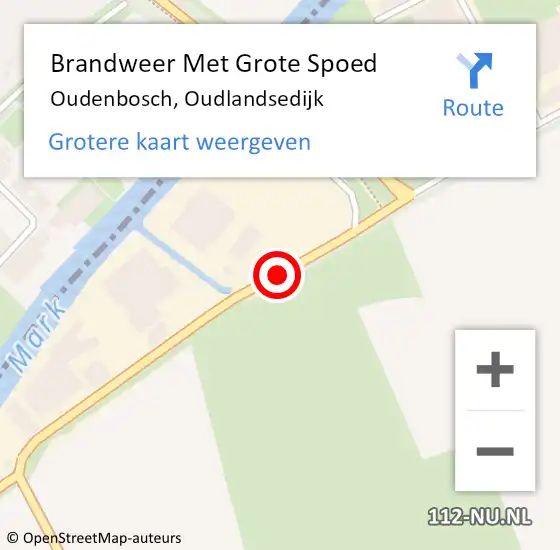 Locatie op kaart van de 112 melding: Brandweer Met Grote Spoed Naar Oudenbosch, Oudlandsedijk op 1 november 2015 16:07