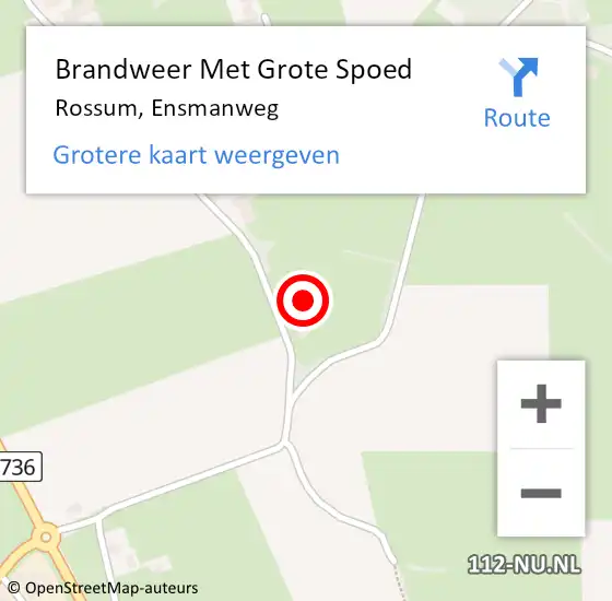 Locatie op kaart van de 112 melding: Brandweer Met Grote Spoed Naar Rossum, Ensmanweg op 1 november 2015 19:02