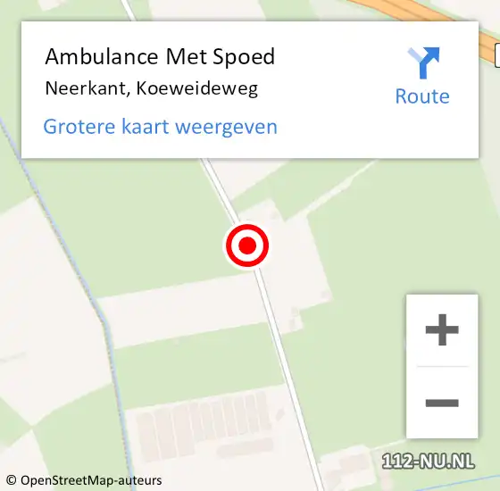 Locatie op kaart van de 112 melding: Ambulance Met Spoed Naar Neerkant, Koeweideweg op 1 november 2015 20:09