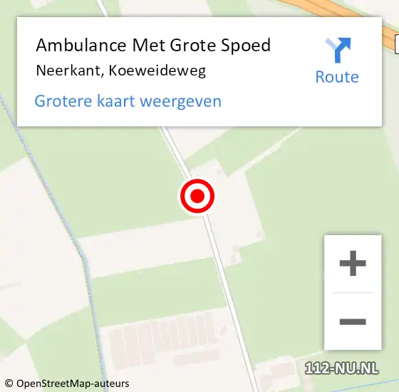 Locatie op kaart van de 112 melding: Ambulance Met Grote Spoed Naar Neerkant, Koeweideweg op 1 november 2015 20:09