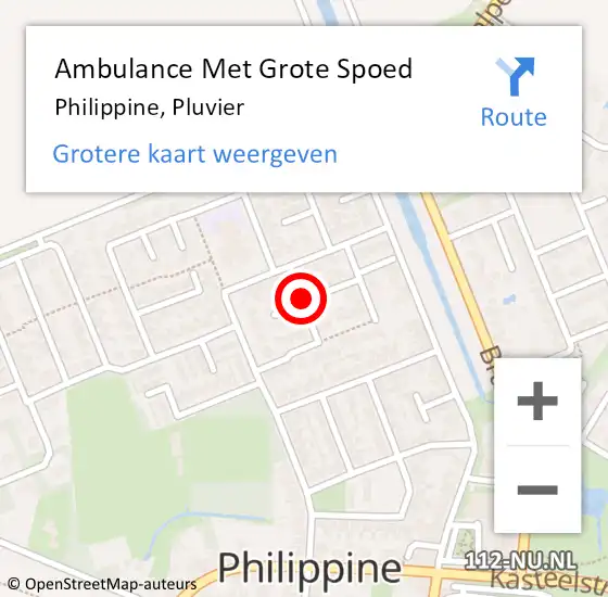 Locatie op kaart van de 112 melding: Ambulance Met Grote Spoed Naar Philippine, Pluvier op 1 november 2015 20:15