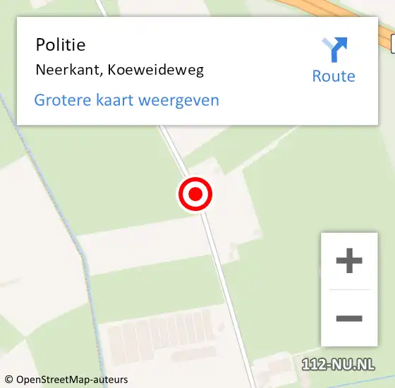 Locatie op kaart van de 112 melding: Politie Neerkant, Koeweideweg op 1 november 2015 21:03