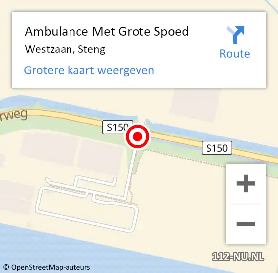 Locatie op kaart van de 112 melding: Ambulance Met Grote Spoed Naar Westzaan, Steng op 1 november 2015 21:15