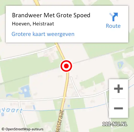 Locatie op kaart van de 112 melding: Brandweer Met Grote Spoed Naar Hoeven, Heistraat op 1 november 2015 21:52