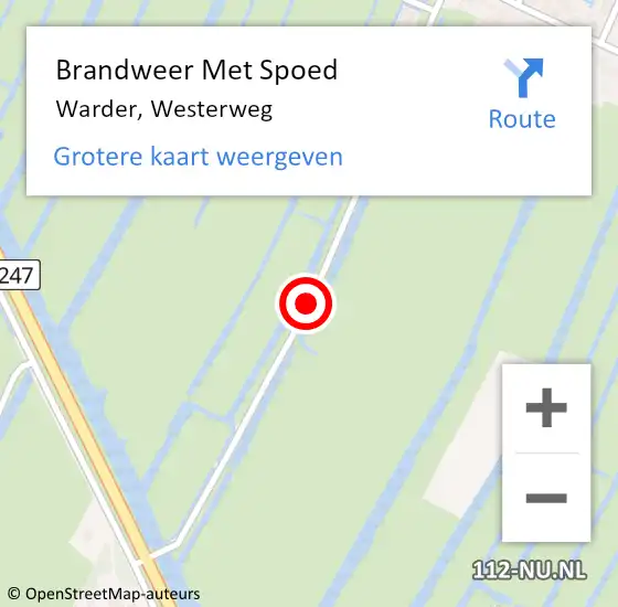 Locatie op kaart van de 112 melding: Brandweer Met Spoed Naar Warder, Westerweg op 1 november 2015 21:59