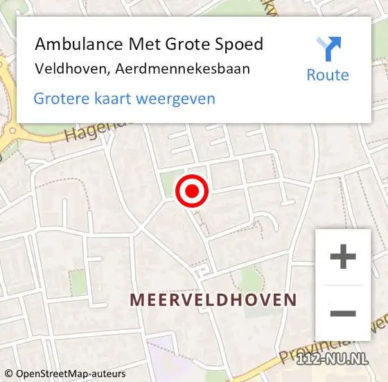 Locatie op kaart van de 112 melding: Ambulance Met Grote Spoed Naar Veldhoven, Aerdmennekesbaan op 1 november 2015 22:00