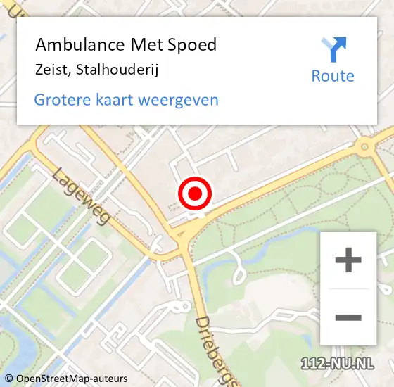 Locatie op kaart van de 112 melding: Ambulance Met Spoed Naar Zeist, Stalhouderij op 2 november 2015 01:20