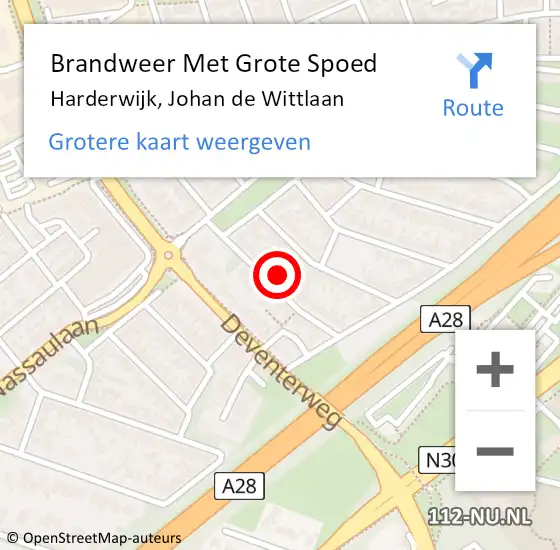 Locatie op kaart van de 112 melding: Brandweer Met Grote Spoed Naar Harderwijk, Johan de Wittlaan op 2 november 2015 01:30